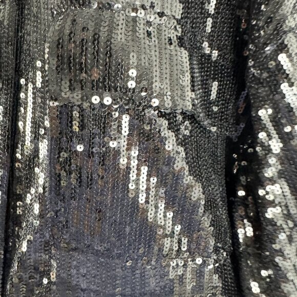 Pilcro Sequins Shirt Large Black Button Front Long Sleeve Party Holiday TP-3556 - Picture 4 of 10